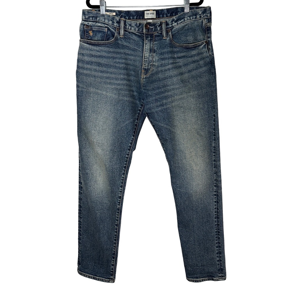 Todd Snyder Mens Slim Fit Stretch 5 Pocket Jeans Blue Wash Classic Hipster 34 32 - Picture 3 of 12